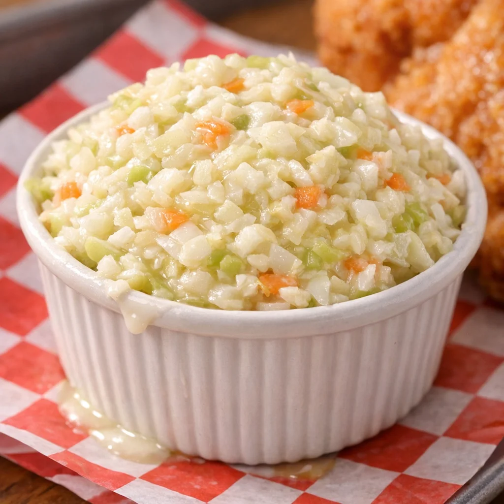 KFC (Kentucky Fried Chicken) Coleslaw Copycat - A creamy, sweet-and-tangy coleslaw that closely mimics the original KFC recipe. Adapted from Top Secret Recipes, it makes enough to serve a crowd as a classic side dish.